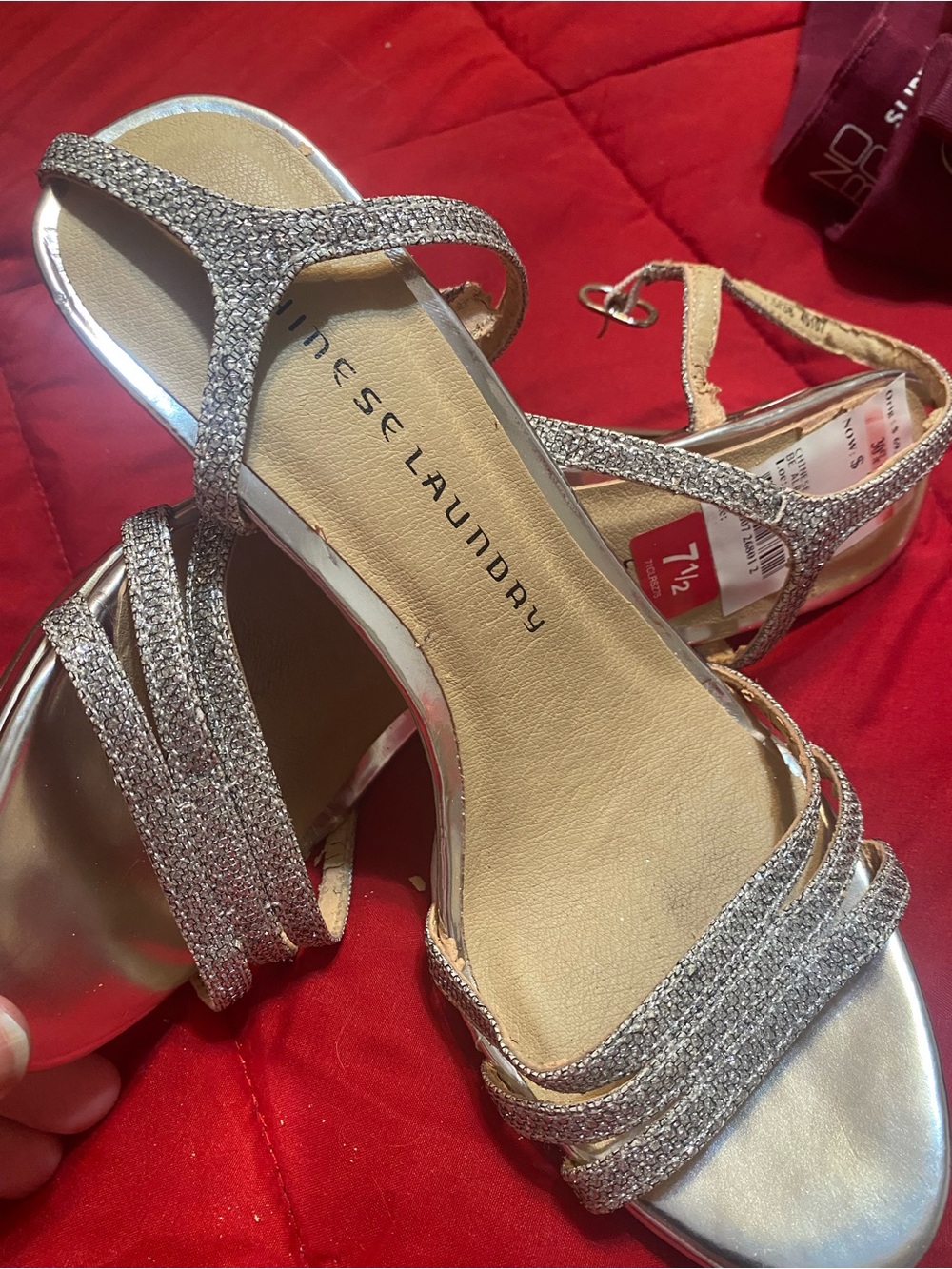 Chinese Laundry Silver Rhinestone Strappy Heels
